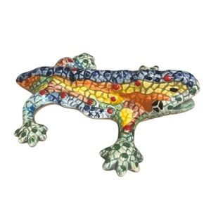 Vintage Spanish Ceramic Hand Painted Gaudi Lizard Gecko Figurine